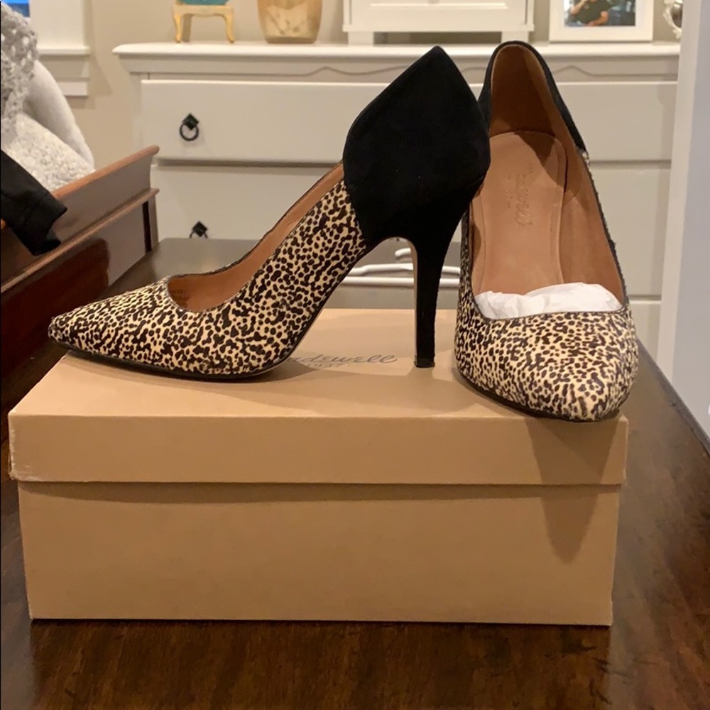 Madewell calf hair leopard heels